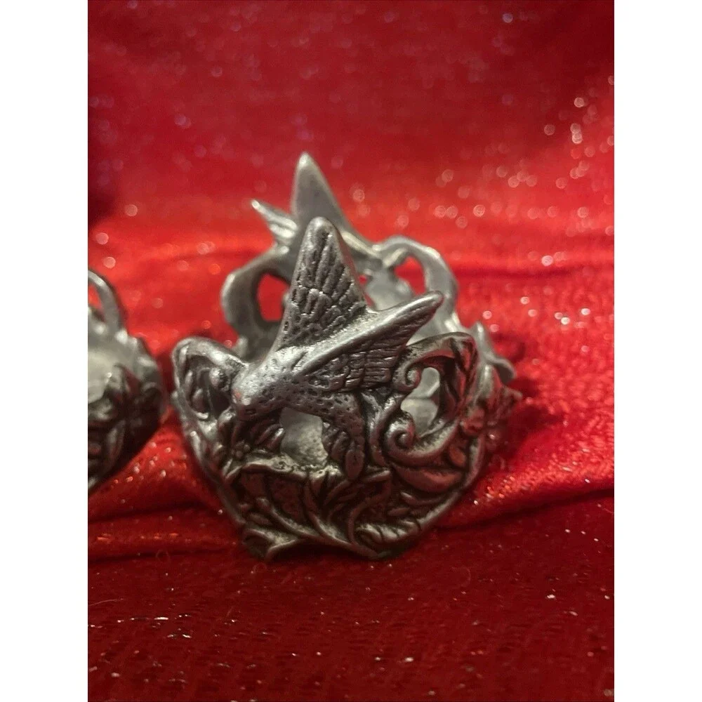 Vintage 1996 Carson Pewter Hummingbird Candle Holder Set Of 2
